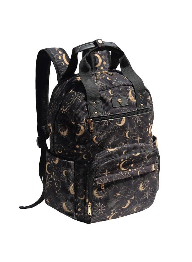 ESVAN Diaper Bag Backpack, Large Capacity Multifunction Baby Essentials Fashion Travel Pack Linen Canvas office Laptop Bag (Corduroy Black Moon) - Image 1