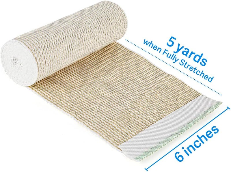 LotFancy Elastic Bandage Wrap 6 Wide x 15 Feet 4 Pack Cotton Compression Bandages with SelfClosure on Both Ends Support  First Aid for Sports Medical Injury Recovery - Image 2