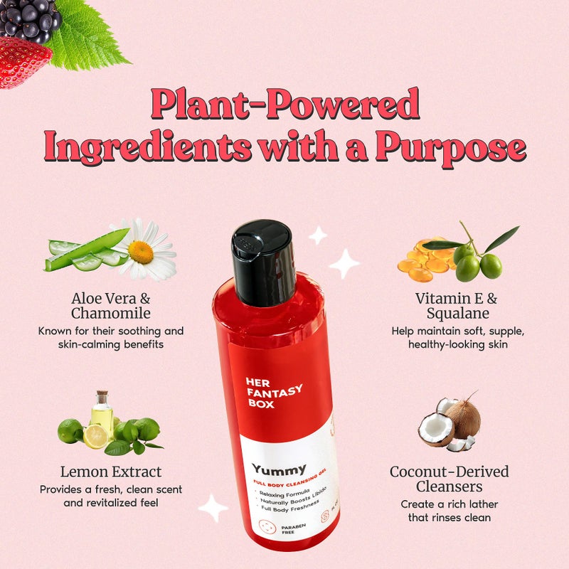 Her Fantasy Box Yummy | Body Wash - Indulgent, Luxurious Body Wash for Deep Cleansing, Moisturizing, and Nourishing Skin - Refreshing Scent for All Skin Types - 8 oz - Image 3