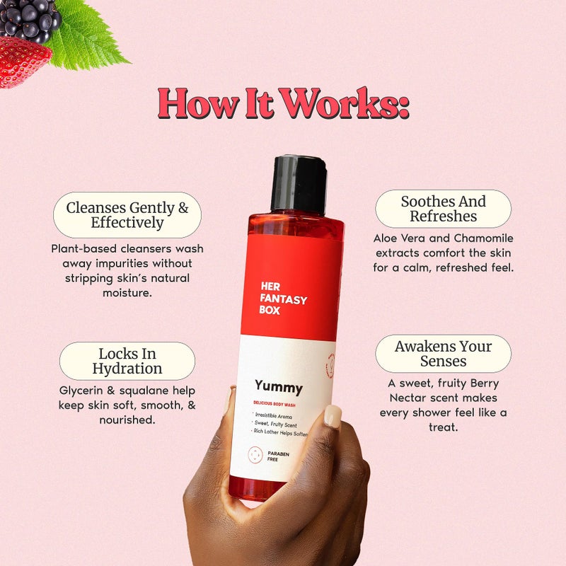 Her Fantasy Box Yummy | Body Wash - Indulgent, Luxurious Body Wash for Deep Cleansing, Moisturizing, and Nourishing Skin - Refreshing Scent for All Skin Types - 8 oz - Image 4