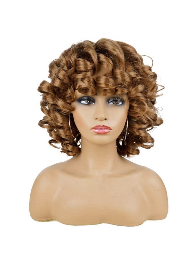 AIDUSA Afro Curly Wigs With Bangs Big Blonde Wigs For Black Women Light Brown Short Wigs Black Synthetic Hair Natural Wigs (30 Honey Blonde) - Image 3