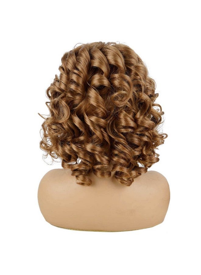 AIDUSA Afro Curly Wigs With Bangs Big Blonde Wigs For Black Women Light Brown Short Wigs Black Synthetic Hair Natural Wigs (30 Honey Blonde) - Image 5