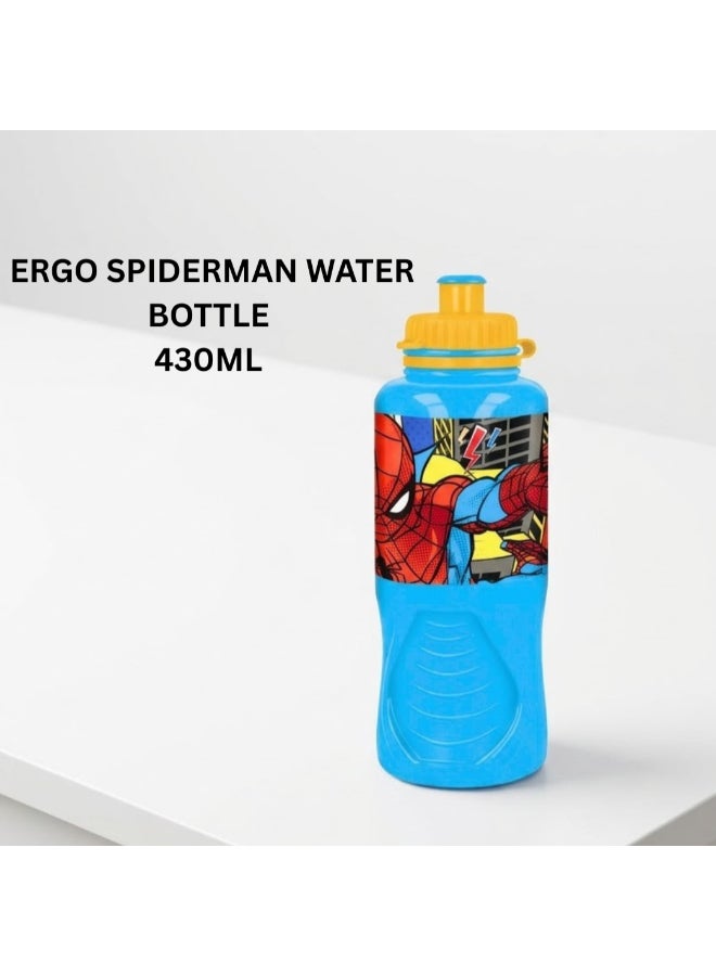 MARVEL Stor Marvel Spider-Man Ergo Water Bottle for Kids – 430ml BPA-Free Reusable Leak-Proof Ergonomic Drinking Bottle with Flip-Top Lid, Lightweight School Sports Travel Water Bottle for Boys & Girls - Image 3
