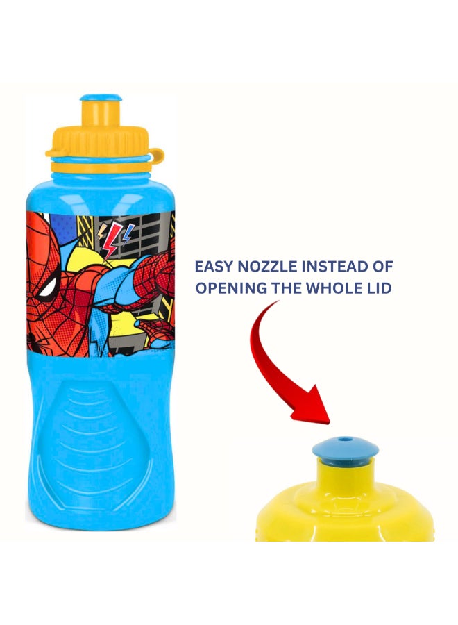 MARVEL Stor Marvel Spider-Man Ergo Water Bottle for Kids – 430ml BPA-Free Reusable Leak-Proof Ergonomic Drinking Bottle with Flip-Top Lid, Lightweight School Sports Travel Water Bottle for Boys & Girls - Image 4