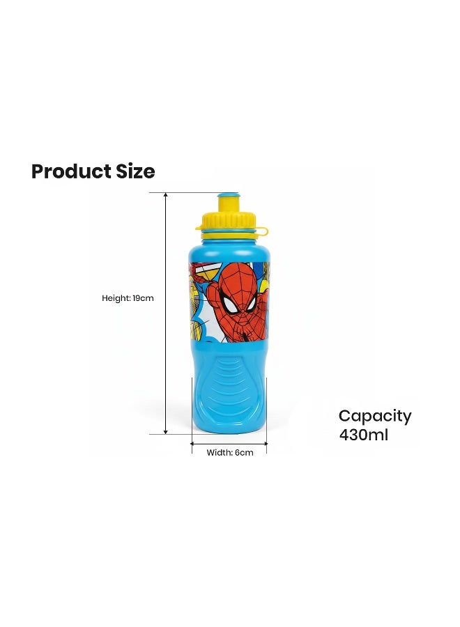 MARVEL Stor Marvel Spider-Man Ergo Water Bottle for Kids – 430ml BPA-Free Reusable Leak-Proof Ergonomic Drinking Bottle with Flip-Top Lid, Lightweight School Sports Travel Water Bottle for Boys & Girls - Image 4