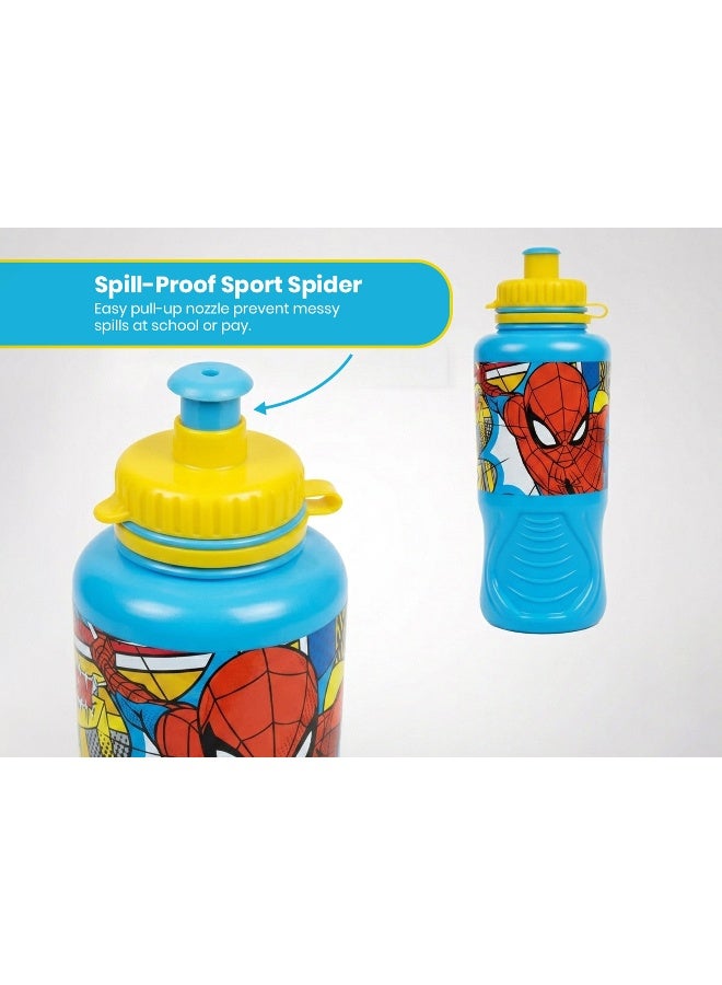 MARVEL Stor Marvel Spider-Man Ergo Water Bottle for Kids – 430ml BPA-Free Reusable Leak-Proof Ergonomic Drinking Bottle with Flip-Top Lid, Lightweight School Sports Travel Water Bottle for Boys & Girls - Image 5