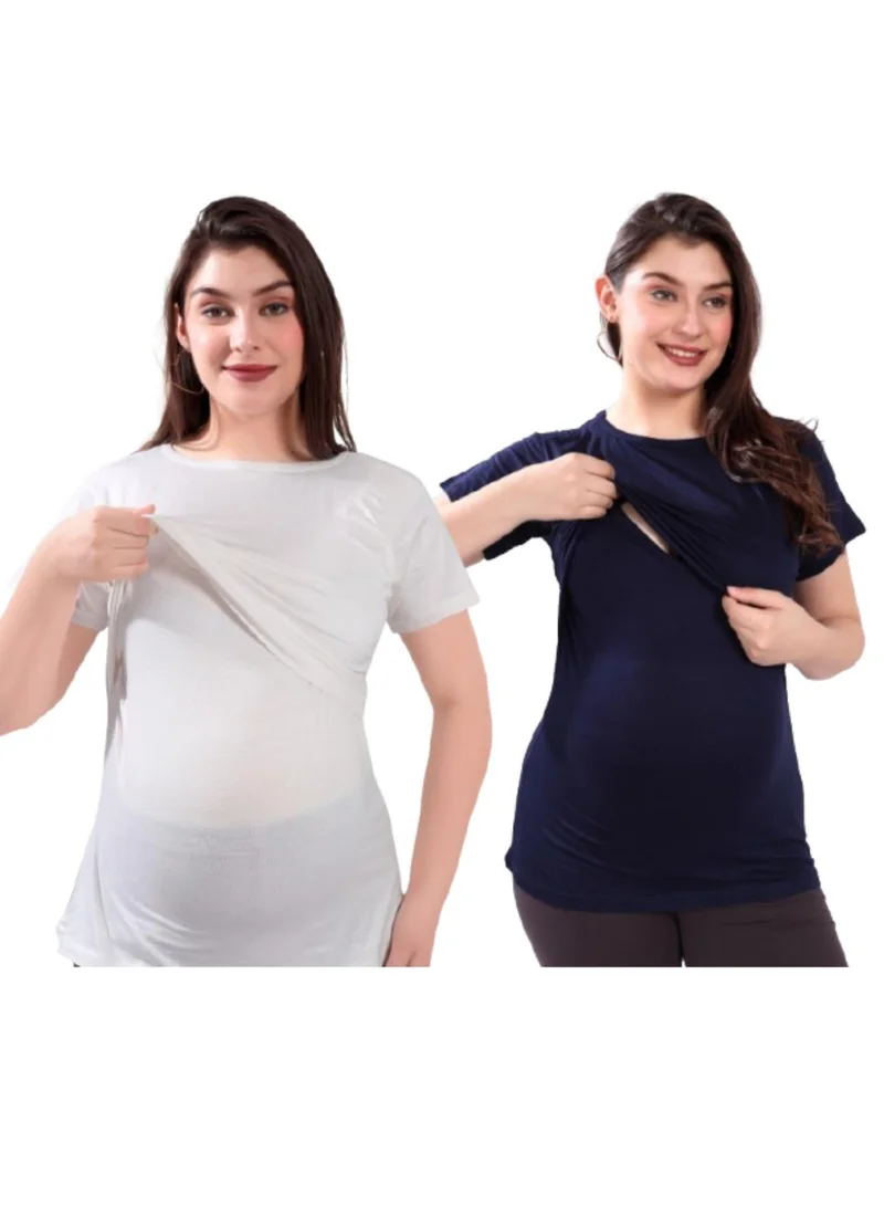 TUMMY Maternity & Nursing Double Layered Pull-On Top Pack of 2pc
