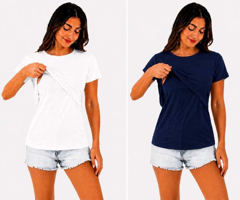 TUMMY Maternity & Nursing Double Layered Pull-On Top Pack of 2pc - Image 1