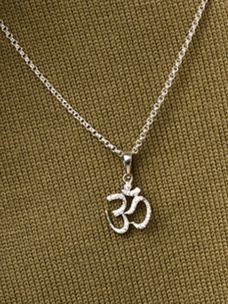Clara Pure 925 Sterling Silver Shine Om Men Pendant Without chain | Gift for Men & Boys |Religious, Platinum Plated, Swiss Zircon - Image 5
