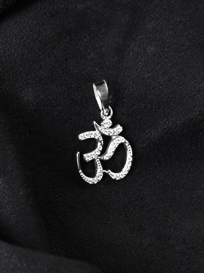 Clara Pure 925 Sterling Silver Shine Om Men Pendant Without chain | Gift for Men & Boys |Religious, Platinum Plated, Swiss Zircon - Image 2