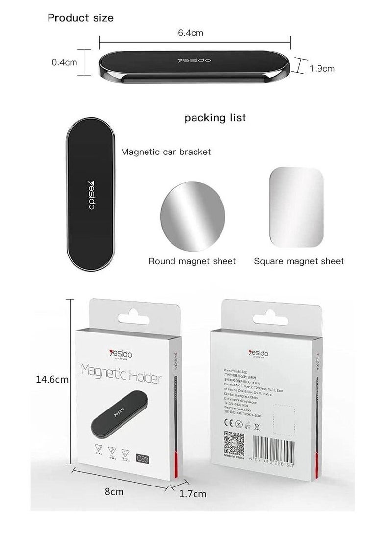 YESIDO C83 Mobile Phone Magnetic Car Holder With Two (2) Units Metal Sheets Compatible with iPhone 12 mini/12/12 pro, Samsung Galaxy S21/20 or Note Ultra, Huawei and more - Image 3