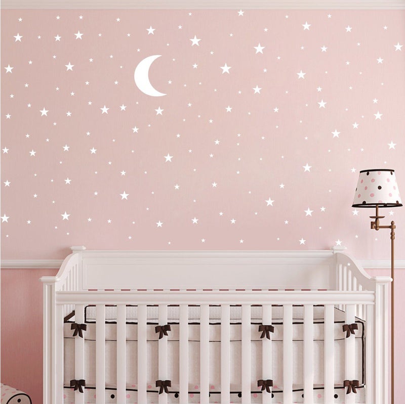 JURUOXIN Moon and Stars Wall Decal Vinyl Sticker for Kids Boy Girls Baby Room Decoration Good Night Nursery Wall Decor Home House Bedroom Design YMX16 (White) - Image 3