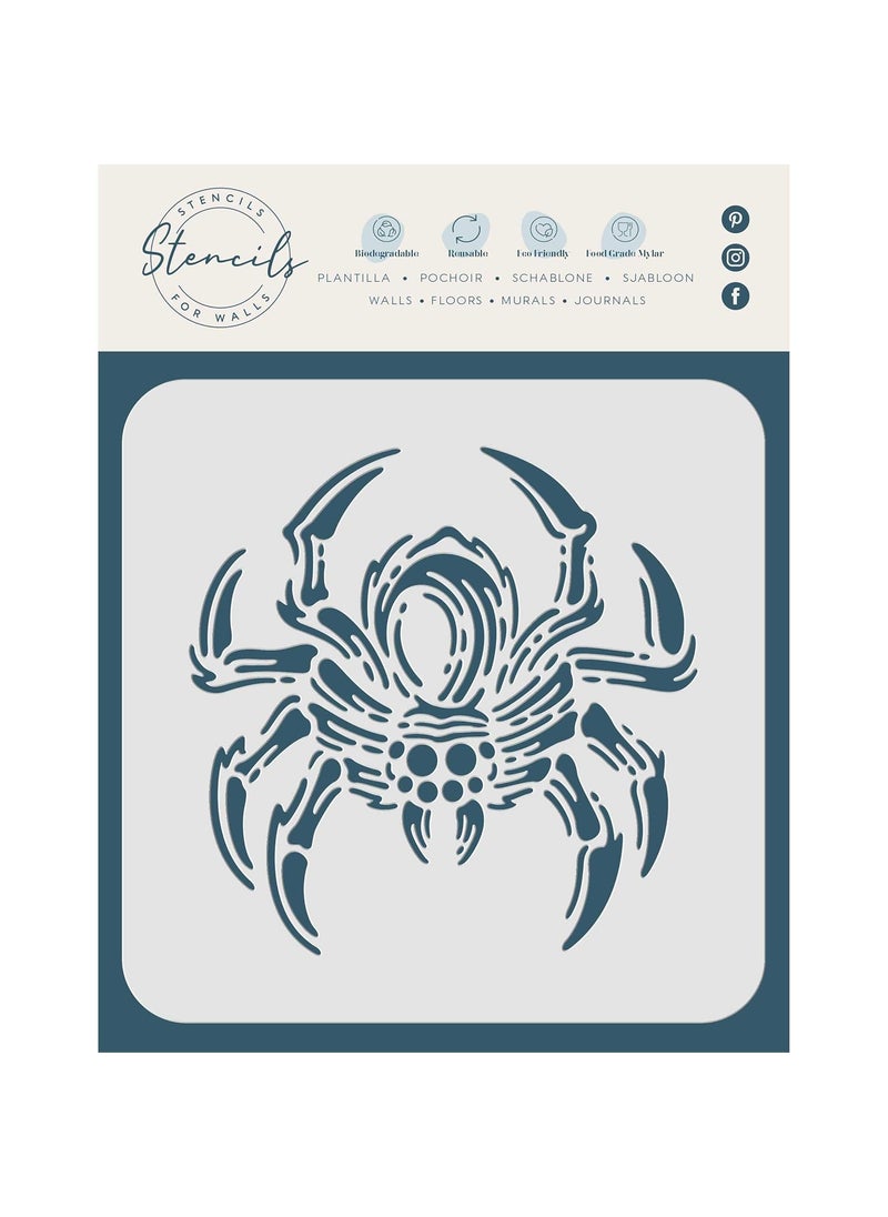 Usnyabni Tarantula Stencil, 6.5 x 6.5 inch (L) - Large Hairy Spider Insect Bug Stencils for Painting Template  - Image 2