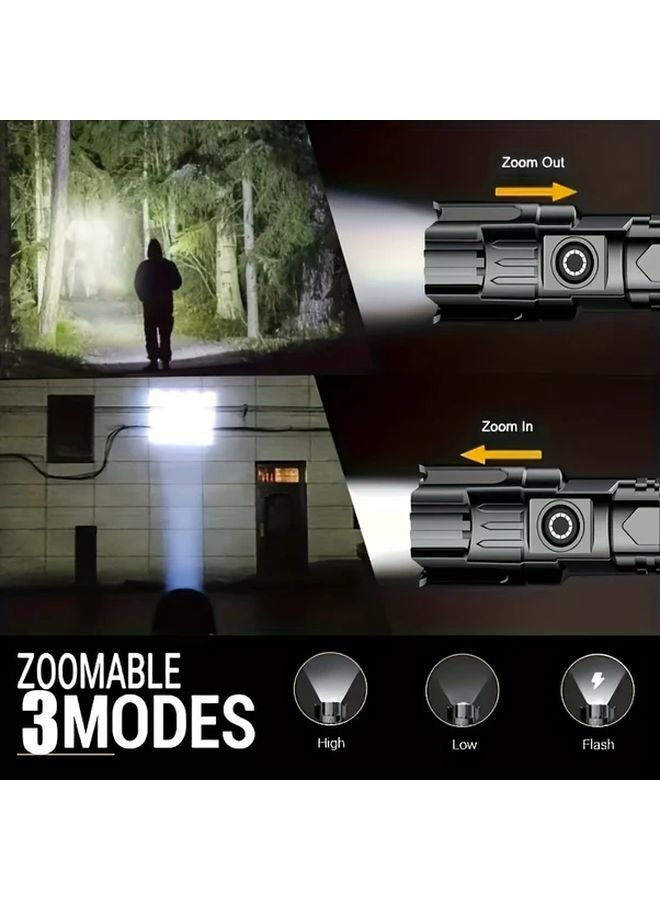 2pcs LED Super Bright Tactical Flashlight High Lumen 3 Modes Telescopic Zoom Portable Camping - Image 3
