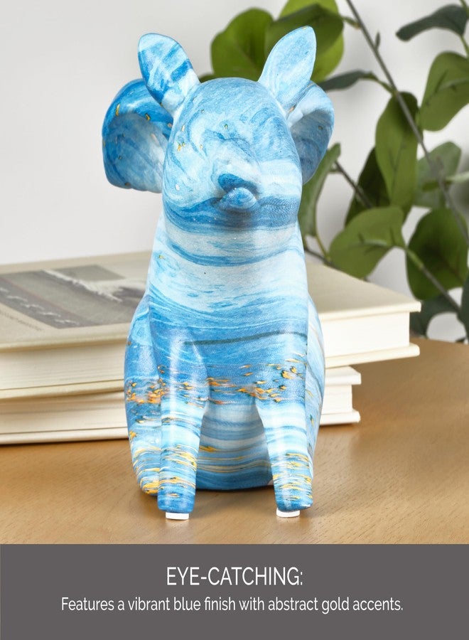 Elements Blue Gold Ceramic Flying Pig Figurine, 4x5x6 Inch - Image 4