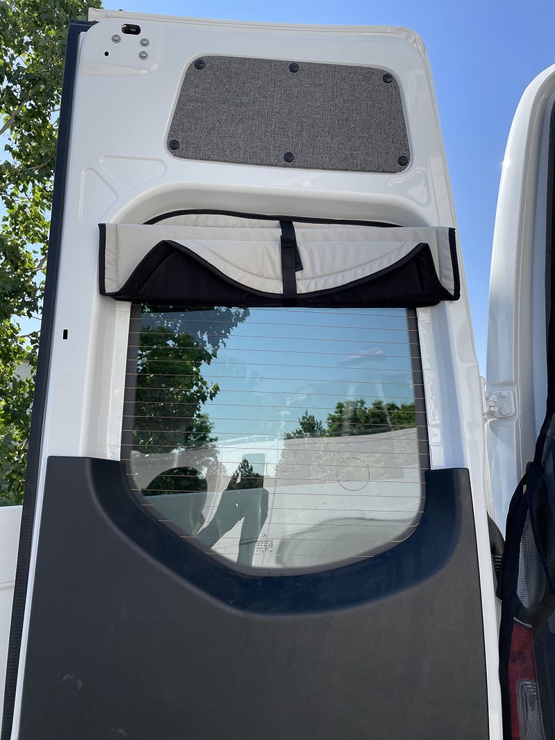 VanEssential Insulated Magnetic Blackout Rear Door Half Plastic Window Covers (Pair) Designed for Mercedes-Benz VS30 (Van Years 2019 to Current) - Cool Gray - Image 2