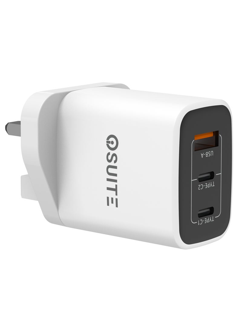 iOsuite QC 67 Watt Home Charger GaN Tech (3 Ports) 2 USB-C & 1 USB-A with USB-C Cable.  - Image 1