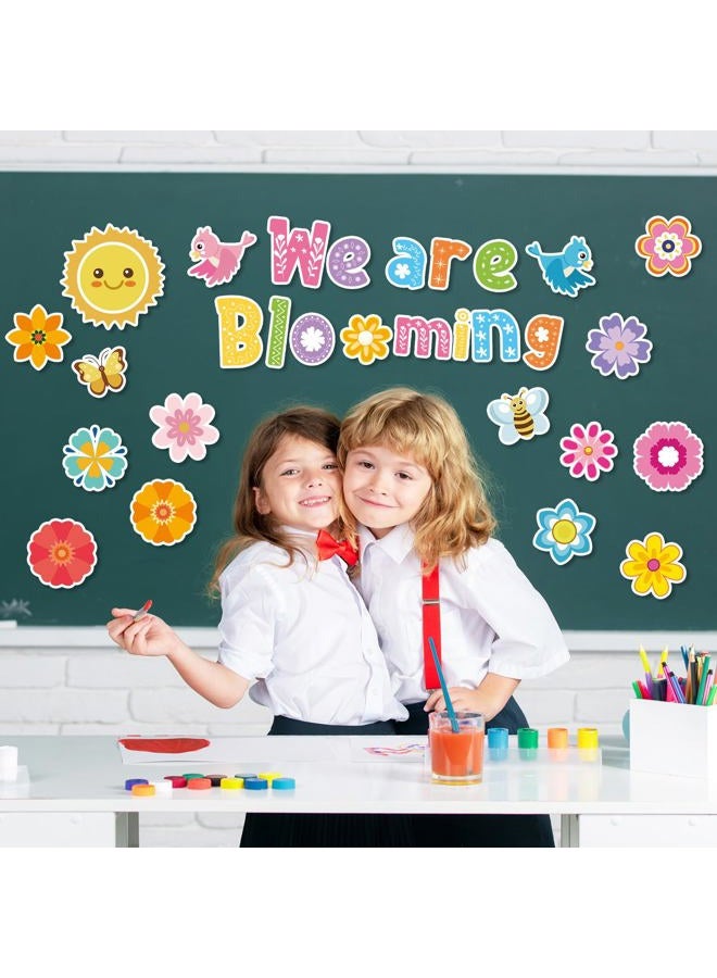 Sinload 120 Pcs Spring Colorful Floral Classroom Bulletin Board Set Spring Time Cut Outs with Glue Points Colorful Floral Bird Butterfly We are Blooming Cutouts for School Classroom Home Wall Decor - Image 4