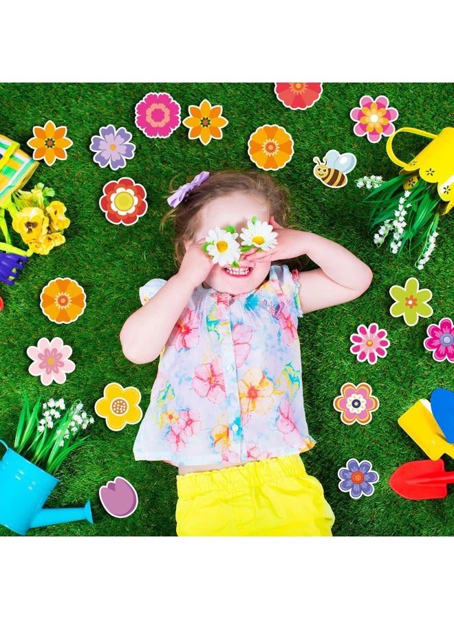 Sinload 120 Pcs Spring Colorful Floral Classroom Bulletin Board Set Spring Time Cut Outs with Glue Points Colorful Floral Bird Butterfly We are Blooming Cutouts for School Classroom Home Wall Decor - Image 3