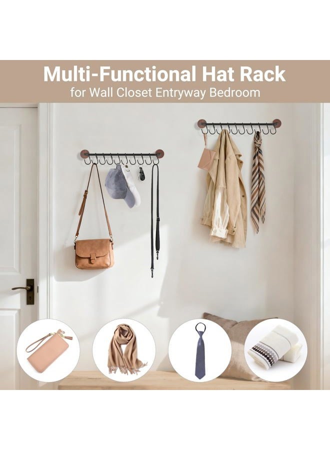 Mkono Hat Rack for Wall Hat Organizer for Baseball Caps Hanger with 20 Hooks Modern Metal Hat Holder Wall-Mounted Ball Caps Display for Closet Door Bedroom Entryroom Laundry, Set of 2 - Image 5