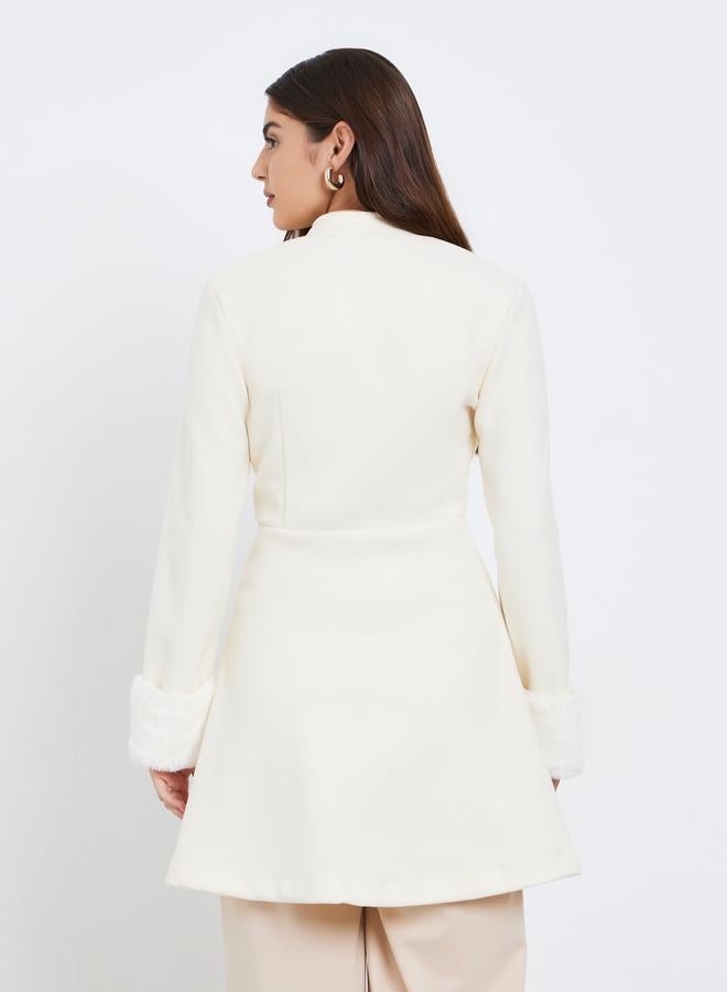 ستايلي معطف طويل بمظهر الصوف مع فرو صناعي - Image 5