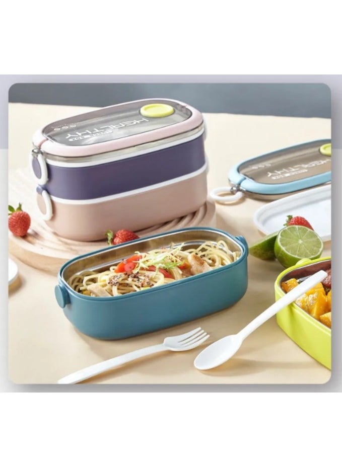HOMIO - Two Layer Stainless Steel lunch box ,Double-layer Lunch Box Food Container  BPA FREE Multifunction Square Model - Image 1