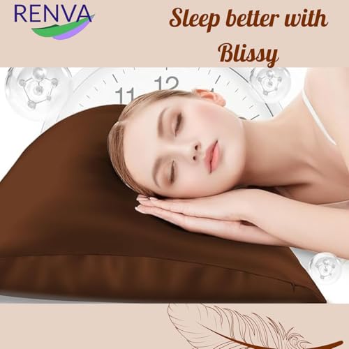 Renva Set of 2 Satin Silk Pillowcase for Hair and Skin Standard Size 18"X 28" with Soft Breathable Smooth Cooling Pillow Covers for Sleeping (2, Brown) - Image 5