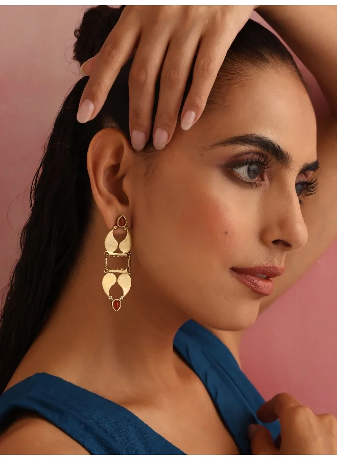 trueBrowns trueBrowns Brass Red Stone Paisley Earrings