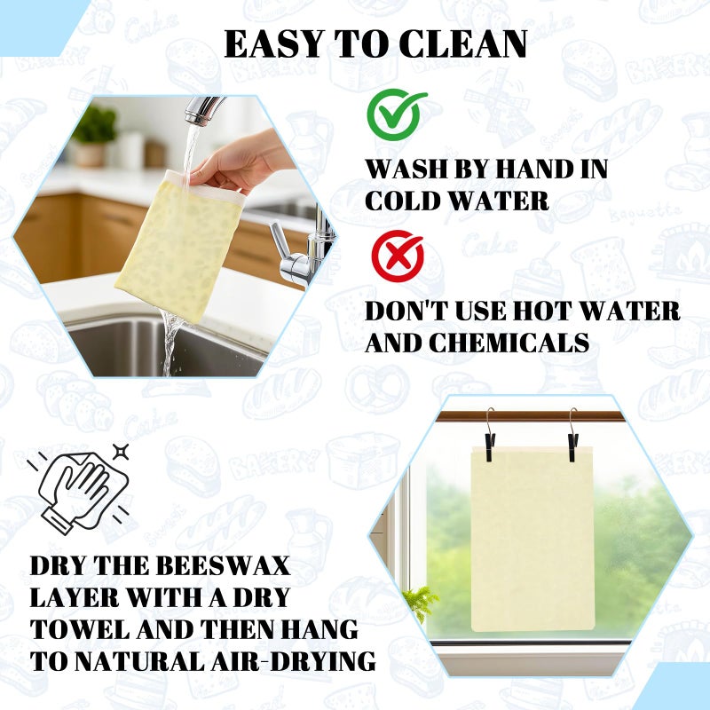 EHZYP 2 Pack Beeswax Bread Bags - 17x13 Inch Reusable Bread Storage Bags,Bees Wax Lined Bread Bags for Home Cooks fresh bread storage Easy Clean (Blue Floral) - Image 5