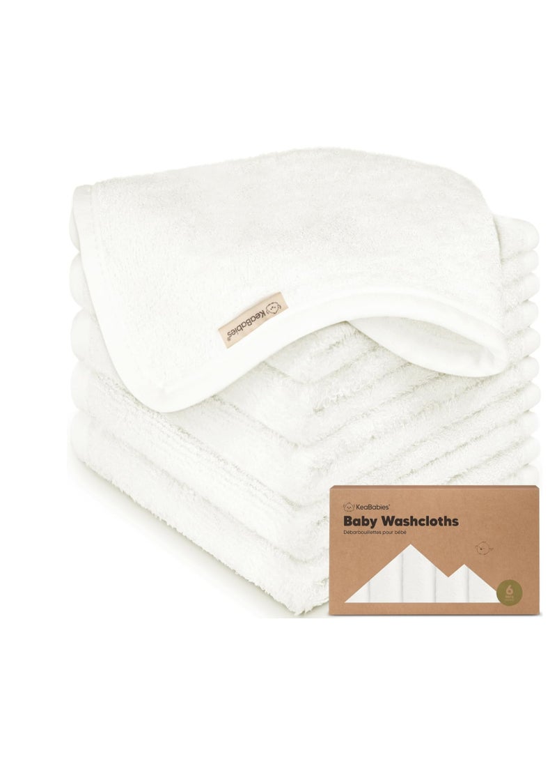 KeaBabies - 6-Pack Baby Washcloths - Soft Viscose Derived from Bamboo Washcloth, Baby Wash Cloths, Baby Wash Cloth for Newborn, Kids, Bath Baby Towels, Face Towel, Face Cloths for Washing Face(White) - Image 1