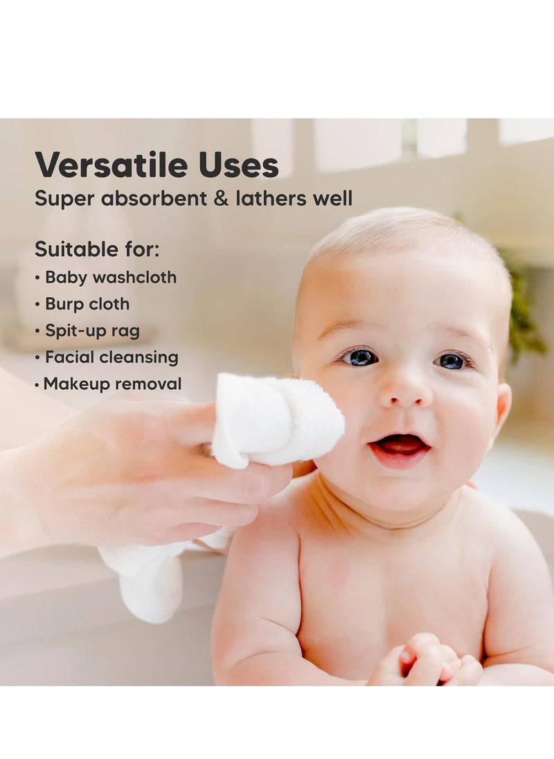 KeaBabies - 6-Pack Baby Washcloths - Soft Viscose Derived from Bamboo Washcloth, Baby Wash Cloths, Baby Wash Cloth for Newborn, Kids, Bath Baby Towels, Face Towel, Face Cloths for Washing Face(White) - Image 1