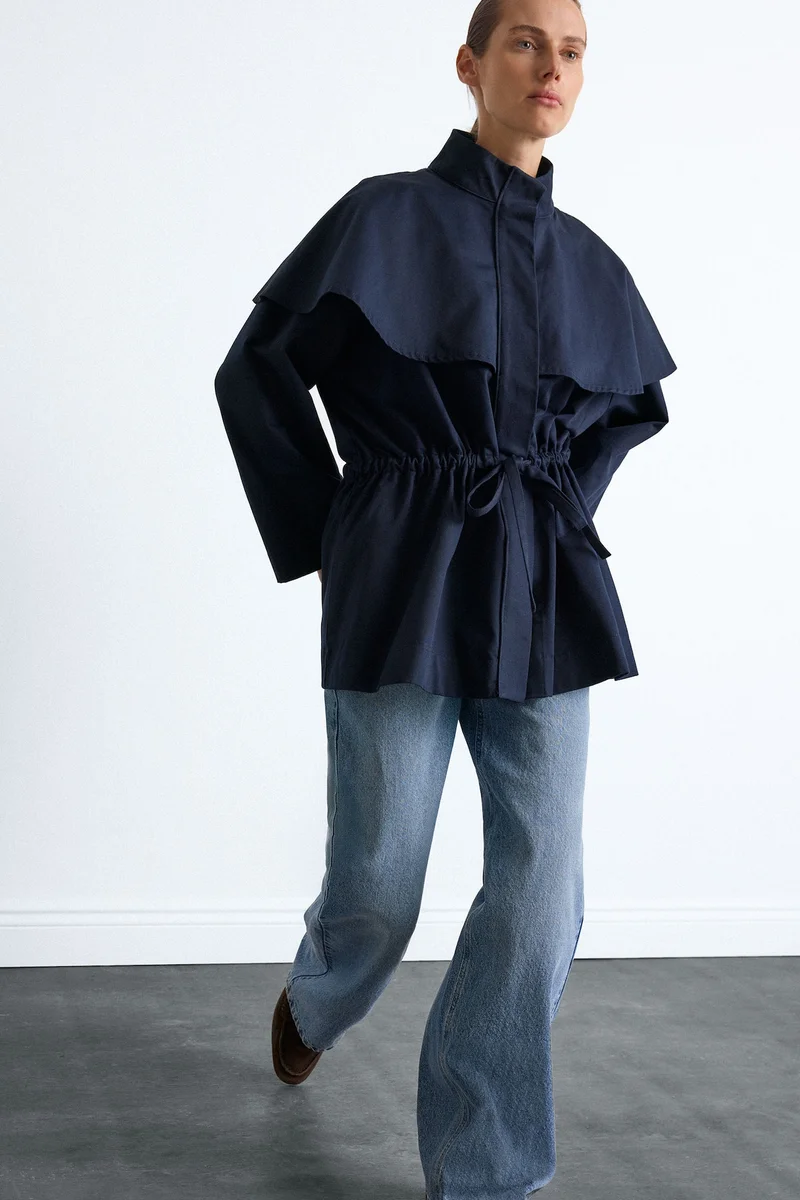 Defacto  Regular Fit 100% Cotton Cape-Detail Jacket for Women | Best Price UAE