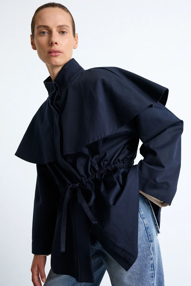 Defacto  Regular Fit 100% Cotton Cape-Detail Jacket for Women | Best Price UAE