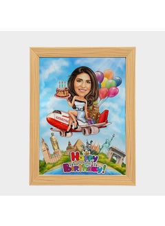 Graphicalmela Graphicalmela Wooden Photo Frame Pictures Holder 12x9 Inches Tabletop Rectangular Customised with You Caricature Style Photo Gift for Best Friend Girl Friend Boy Friend Your Family Happy Birthday  - Image 1