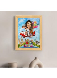 Graphicalmela Graphicalmela Wooden Photo Frame Pictures Holder 12x9 Inches Tabletop Rectangular Customised with You Caricature Style Photo Gift for Best Friend Girl Friend Boy Friend Your Family Happy Birthday  - Image 3