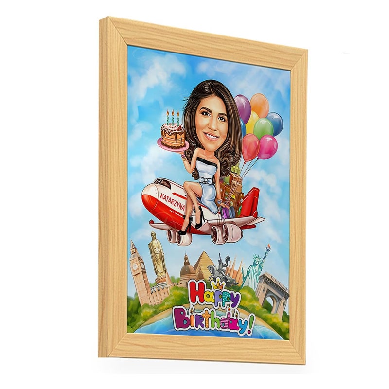 Graphicalmela Graphicalmela Wooden Photo Frame Pictures Holder 12x9 Inches Tabletop Rectangular Customised with You Caricature Style Photo Gift for Best Friend Girl Friend Boy Friend Your Family Happy Birthday  - Image 2