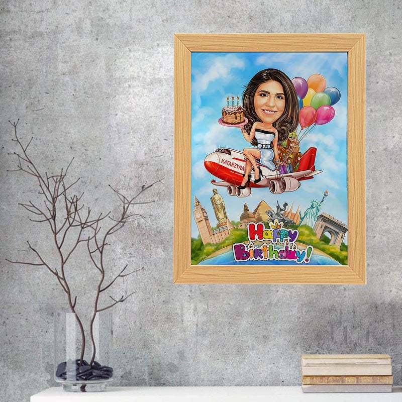 Graphicalmela Graphicalmela Wooden Photo Frame Pictures Holder 12x9 Inches Tabletop Rectangular Customised with You Caricature Style Photo Gift for Best Friend Girl Friend Boy Friend Your Family Happy Birthday  - Image 4