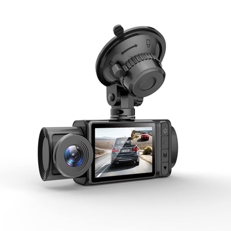 3 Cameras Dash Cam: 2In Black Rearview Mirror - 24-Hour Parking Monitoring, 170° Front 110° Cabin 110° Rear Cameras, Night Vision WDR HDR for Car Driving and Parking - Image 1