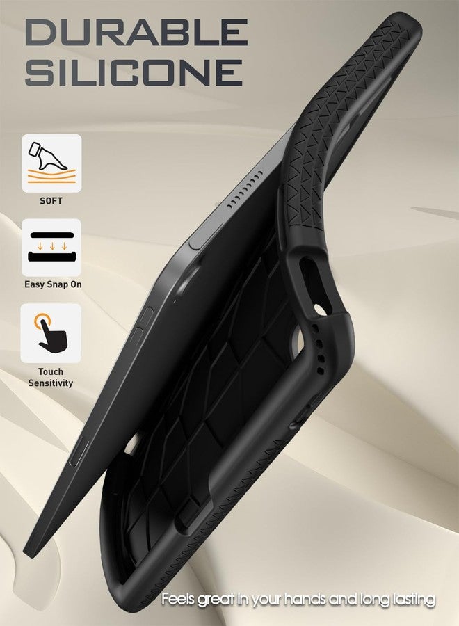 Poetic TurtleSkin Case Designed for iPad Air 11 Inch M2 2024 Only, Heavy Duty Shockproof Rugged Kids Friendly Drop Protection Silicone Cover Case, Black - Image 4