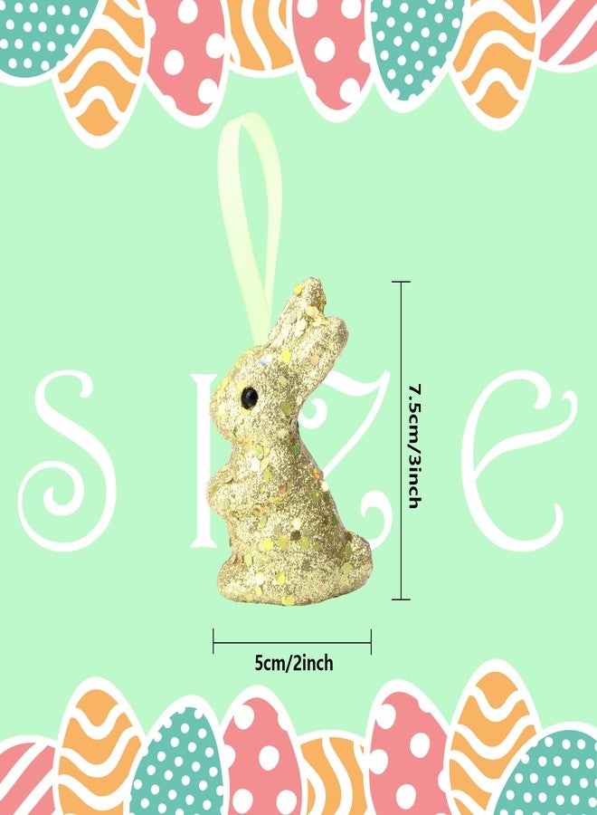 Watayo 14 PCS Easter Foam Glitter Rabbit Ornament-Easter Colored Foam Glitter Bunny Hanging Ornament for Easter Party Supplies DIY Decoration Gift - Image 2