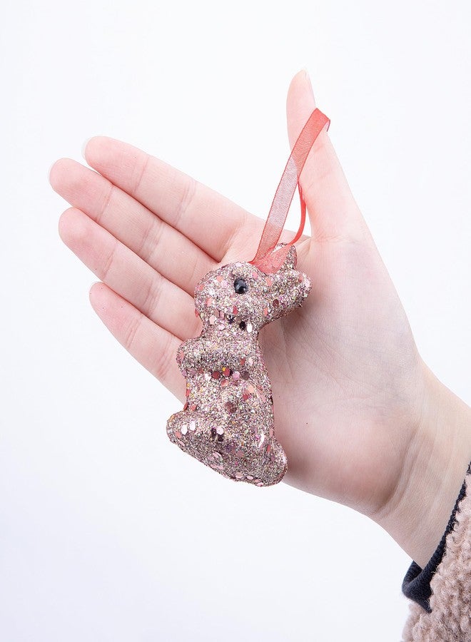 Watayo 14 PCS Easter Foam Glitter Rabbit Ornament-Easter Colored Foam Glitter Bunny Hanging Ornament for Easter Party Supplies DIY Decoration Gift - Image 5