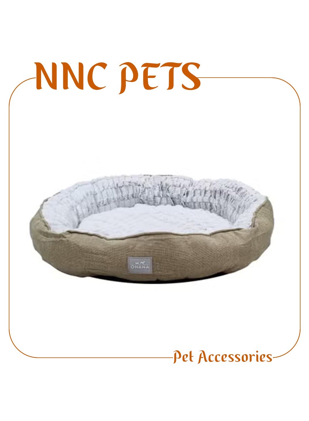 Plush round dog bed for large breeds, Durable and warm dog bed with Raised edge, Soft plush material, and Anti-slip bottom, Spacious resting area for indoor use 72 cm (Khaki)