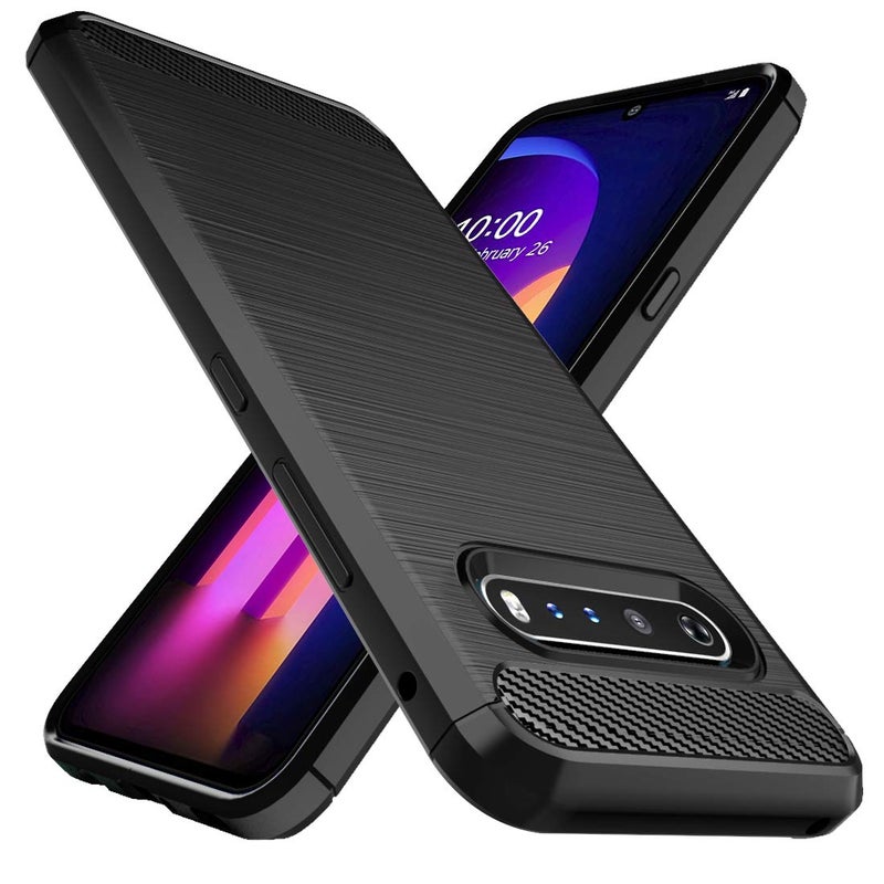 Osophter غطاء Osophter لهاتف LG V60 ThinQ، غطاء LG V60 بامتصاص الصدمات مرن من TPU مطاطي يغطي الهاتف بالكامل لهاتف LG V60 ThinQ (أسود) - Image 1