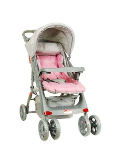 BABY PLUS Pronto Autofold Baby Stroller With Automatic Easy Folding Portable Trolley, Lightweight Travel Gear And Multi-Reclining Compact Push Chair – Pink/Grey  - Image 1
