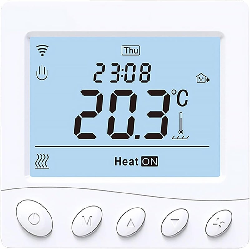 سخان كهربائي ذكي بترموستات 16 أمبير مع شاشة عرض LCD بحجم 3.2 بوصة - ترموستات قابل للبرمجة عبر الواي فاي، يدعم التحكم الصوتي وعبر التطبيقات، ويوفر في استهلاك الطاقة للتدفئة المنزلية (النوع 2) - Image 1