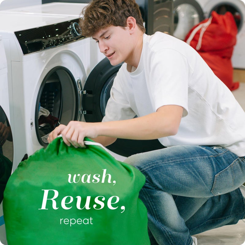 Handy Laundry Nylon Laundry Bag - Locking Drawstring Closure and Machine Washable. These Bags will Fit a Laundry Basket or Hamper and Strong Enough to Carry up to Three Loads of Clothes. (Green) - Image 5