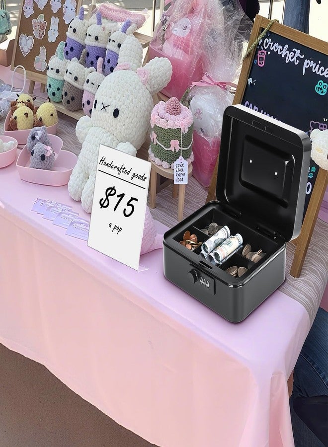 KYODOLED Metal Cash Box with Combination Lock & Money Tray - Secure Safe for Home, Office & Events, Ideal for Cash, Meds & Small Items, 7.87" x 6.30" x 3.35", Black, 4PACK - Image 5