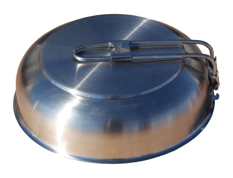 King Kooker Mr. Outdoors Cookout 8.25" Stainless Steel Fry Pan with Folding Handle - Image 2