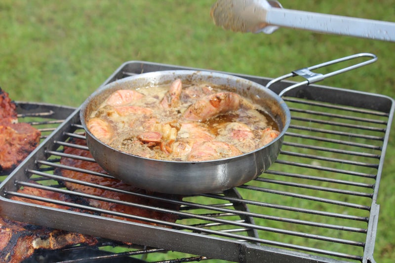 King Kooker Mr. Outdoors Cookout 8.25" Stainless Steel Fry Pan with Folding Handle - Image 5