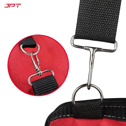 JPT 18-Inch Heavy Duty Tool Bag, Wide Mouth Tool Storage Bag with Interior Pockets, Large Capacity Tool Tote Bag for Electricians, Power Tools Organizer Red/Black - Image 4